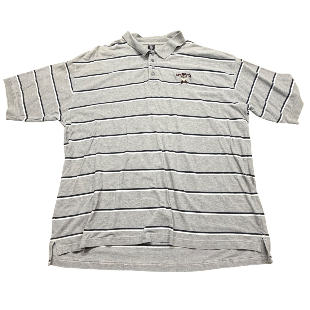 Vintage Warner Bros Store Taz Polo Shirt XXL Gray Striped Looney Tunes Man